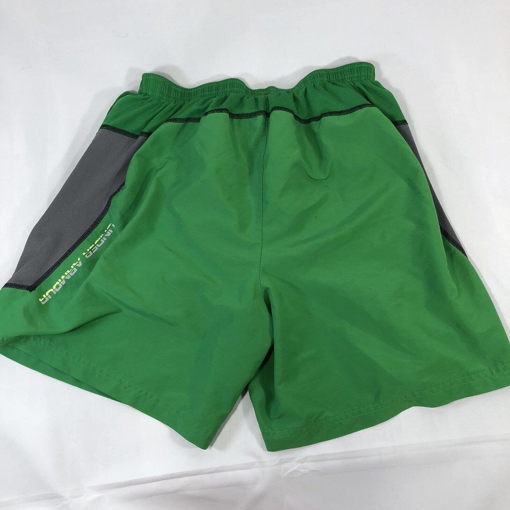 Under Armour Heat Gear Green Short Line Size Medium Running Jogging Athletic - Picture 7 of 12